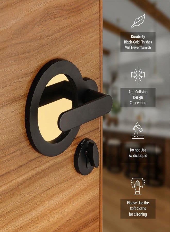 LAPO Heavy Duty Door Lock for Main Door and Bedroom Door - Mortise Door Lock Handlesets Lock Body and Cylinder with 3 Key for Home,Office,Hotel| Black-Gold Finish | 3 Years Warranty Ro-177 - Image 5